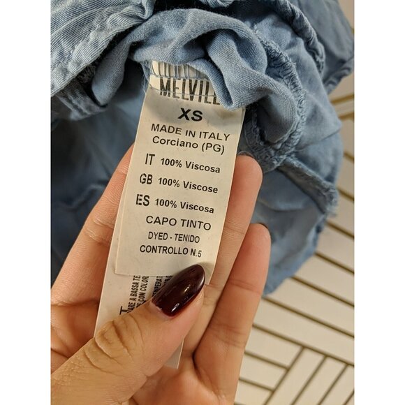 BRANDY MELVILLE Women's Blue Tie Front Short Sleeve Ruffle Top Size XS/S - Picture 4 of 5